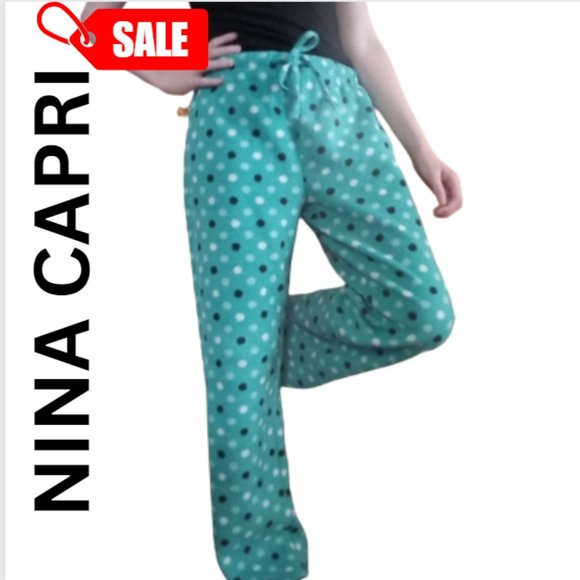 NINA CAPRI - Fleece Polka Dot Lounge Pants - Picture 1 of 8